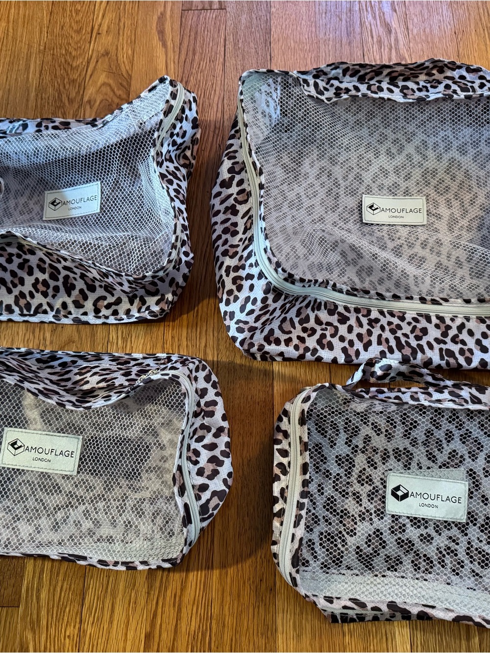 🐷 The CAMOUFLAGE Co London Set of 4 Leopard Storage Travel Packing Cubes